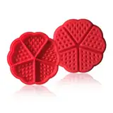 EUPSIIU 2 Stücke Silikon Waffelform, Herzform Silikon Waffel Backform, Waffel-Form, Backen Dekoration Werkzeug, 5 Mulden Antihaft Silikon Muffinformen, Backform für Waffeln, Backen, Muffin (Rot)