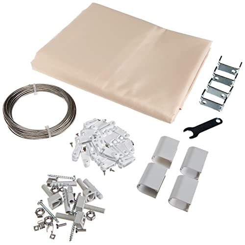 Floracord 04-77-03-18P Universal Sonnensegel und Bausatz 270 x 140 cm inklusive 20 Laufhaken montagefertig, Elfenbein Beige