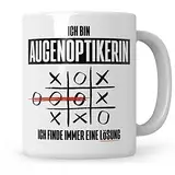 Sweetify Optikerin Geschenk Tasse Augenärztin, Augenarztpraxis Geschenke, Optikerin Meister, Ich bin Augenoptikerin Ich finde immer eine Lösung, Kaffeebecher Optikermeisterin Geschenkidee