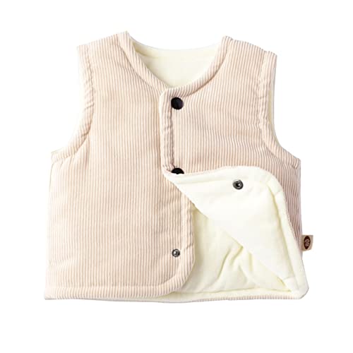 inlzdz Baby Fleece Weste Jungen Mädchen Ärmellos Fleecejacke Samt Weste Top Baumwolle Steppweste Waistcoat Warm Vest Gepolsterte Weste Säugling Kleinkind Beige 74-80