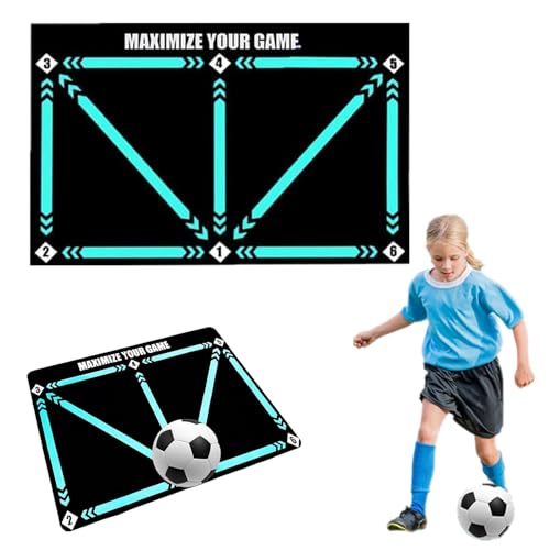 Fußball-Trainingsmatte, 90 x 60 cm, rutschfeste Dribblerball-Kontrolle, Trainingsteppich, Sportmatte, verbessert die Fußballfähigkeiten für Kinder und Erwachsene, Geschenk (ohne Ball), Weiß