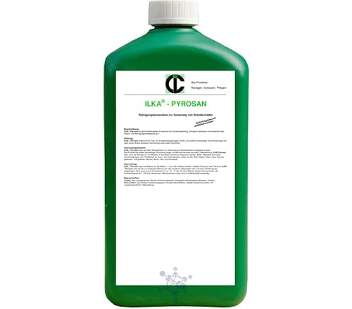 ILKA® - Pyrosan Kaminreiniger | 1ltr | Reinigung von Brand- und Rußschäden, gegen Nikotin und Russ | auch für Kamin und Ofenglasscheiben | biologisch abbaubar