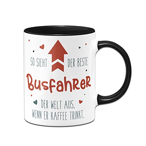 Tassenbrennerei Tasse mit Spruch - So sieht der beste Busfahrer der Welt aus, wenn er Kaffee trinkt - Kaffeetasse lustig als Geschenk für Kollegen, Kollegin (Busfahrer)