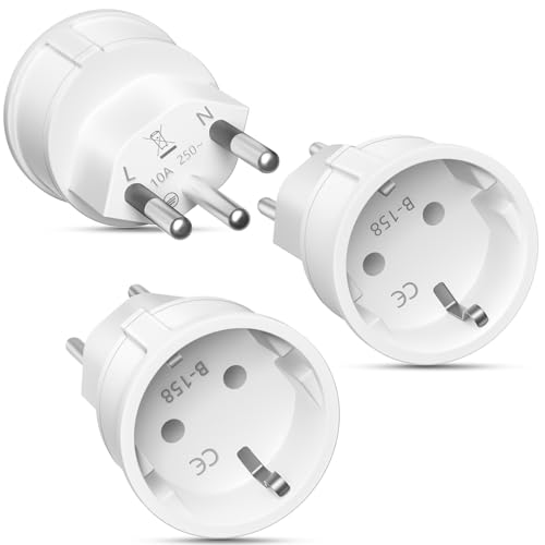 Deutschland auf Schweiz Stecker 3 Stück Schweiz Reiseadapter, Deutschland auf Schweiz Reiseadapter, Deutschland auf Schweiz Steckdose, Schweizer Reisestecker für Malediven, Ruanda, Liechtenstein