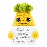 Meanju Positive Ananas-Puppe mit Positiver Energiekarte,Pocket Hug Positive Potato,Strickwolle Lustige Plüschtiere,Motivationsgeschenke,Viel Glück Geschenke