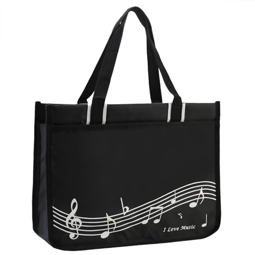 Hiler Punk Musikalische Note Muster Umhängetasche,Musik Tote Handtasche,Hochwertige Nylon Stoff Wasserdicht Damen Einkaufstasche,Reisetasche mit hoher Note Reißverschluss,Musik Programm Tote Tasche