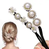 2 Stück Magischer Haarknoten, Perle Blumen Haar Dutt Maker, Damen Donut Hair Bun Maker, Magischer Haarknotenmacher für Damen, Haarknoten Former Set für Kinder Mädchen Frauen