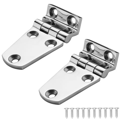 DIALESHU Robuste Scharniere für Boote, 316 Edelstahl, versetzte kurze Seitenscharniere, 7,9 x 3,8 cm, stabile Deckschranktürscharniere mit Schrauben, 2 Stück