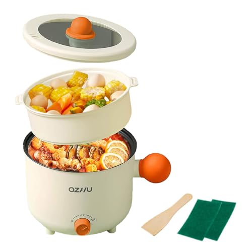 Tuzsocr Ramen Kochtopf, klein, elektrisch, antihaftbeschichtet, multifunktional, für Nudeln, mit Dampfgarer, für Studentenzimmer, Studio/Hotel (Stil 2)