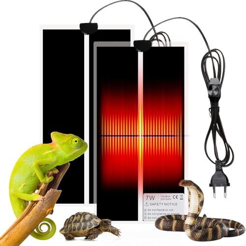 XPJBKC Heizmatte Terrarium, 2pcs 7W Wärmematte Terrarium Heizmatte mit Thermostat, Einstellbar Reptilien Wärmekissen, Terrarium Heizung für Reptilien Schlangen Eidechse Gecko Amphibien (15 * 28cm)