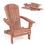 COSTWAY Adirondack Stuhl klappbar, Adirondack Chair aus Holz, Gartensessel mit hoher Rückenlehne & Breiten Armlehnen für Garten, Terrasse, 180 kg Tragfähigkeit