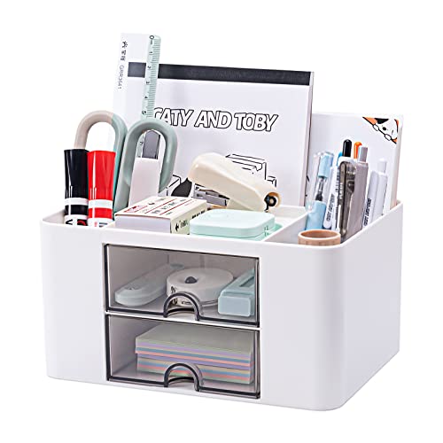 Vielseitiger Schreibtisch Organizer mit 5 Fächern, 2 Schubladen und multifunktionalen Aufbewahrungsmöglichkeiten - ideal für Bürobedarf, Schreibwaren und Schreibtisch-Accessoires büro organizer