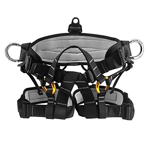 NewDoar Klettergurt, Professioneller Bergsteiger-Klettergurt, Baumklettergurt, Breiterer, Verdickter Halbkörpergurt zum Abseilen, Feuerrettung, Baumklettern mit Testbericht
