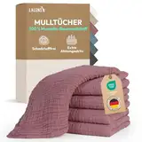 Laleni Spucktücher Baby im 5er Set aus Reiner Baumwolle - schadstofffreie Mulltücher Baby 70x70 - saugstarke Mussellintücher Baby - Musselin Tuch Baby als Mullwindel waschbare Mulltücher - Rosa