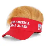 Trump 2024 Mütze mit Haaren, Donald Trump Make America Great Again, Perücke, bestickt, ultra-verstellbar, Maga-Baseballkappe, Roter Maga-Hut mit Haaren, Einheitsgr��e