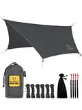 Wise Owl Outfitters Tarp Sonnensegel wasserdicht-Zeltplane als Regen- u. UV-Schutz für Hängematte, Feldbett, Strand-Camping Zubehör - Notfallzelt - Ultraleicht 535g - Outdoor Ausrüstung (Dunkelgrau)