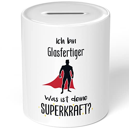 JUNIWORDS Spardose Sparbüchse, Ich Bin Glasfertiger. was ist Deine Superkraft? (5931054)