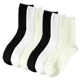 Vin Beauty 6 Paar Damen-Crew-Socken, Damen-Multipack aus Premium Baumwolle, ästhetische Sportsocken, Atmungsaktive Damensocken, Geeignet für Sport, Freizeit und Partys (Farbe 4)