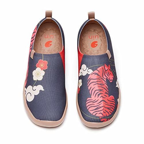 UIN Rosy Tiger Damen Painted Slip On Schuhe Reiseschuhe Lässiger Segelschuhe Canvas Mehrfarbig(40.5)