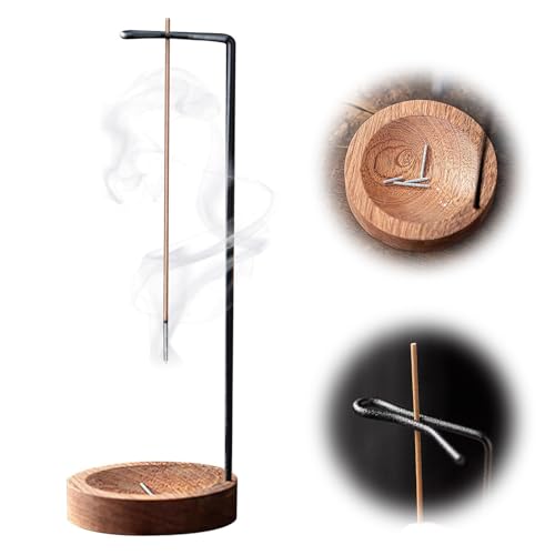 Handgefertigte Holz Basis Räucherstäbchen Halter, 1 Stück 2 in 1 Incense Holder, Halterung Räuchergefäß Weihrauchbrenner mit Asche-Auffangschale, ideal für Heimdekoration, Meditation und Yoga