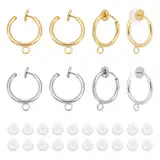 UNICRAFTALE 20 Stück 2 Farben Schmuck Ohrclips Nasenpiercing Piercing Clip 304 Edelstahl Ohrclips Und 20 Stück Komfort Silikon Pads Creolen Für Die Schmuckherstellung