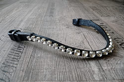 Generisch Stirnriemen mit Schnellverschluss und 10mm Steinen Pferd Horse Browband (Warmblut XL = 45 cm, kristall)