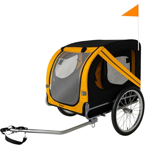 Purlov Hundeanhänger für Fahrrad bis 40 kg mit 75 × 52 × 65 cm Sicherheitsgurt, Moskitonetz, Regenfolie, 20" Luftreifen & Stahlrahmen - Fahrradanhänger für Große Haustiere - Fahrrad Anhänger XL 25373