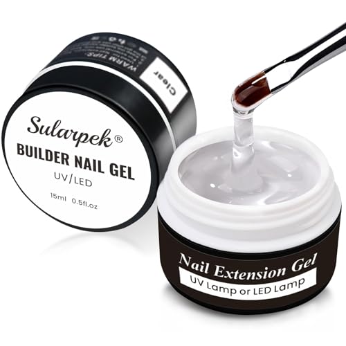 Sularpek 2 Stück UV Gel, 15 ML Gel Nnägel, Aufbaugel für Gelnägel für Nägel Reparatur, Acrylgel für Nägel, UV Nagellack für Verstärkungsverlängerung für Nagelstudio(Clear)