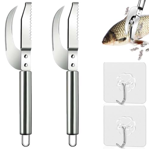EnixwH 2 Stück Fischentschupper 3 in 1 Fish Knife Multi Fish Scale Knife Fischschuppen Entferner, Multifunktionales Entschupper für Fisch, Fischschupper für Schneiden Entschuppen Ausnehmen Fischen