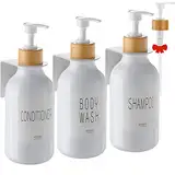 VITVITI Seifenspender Set 3 Kunststoff Weiß 500ml Bad Küche Wandmontage Seifenspender Wandbefestigung Nachfüllbar Spülmittelspender Ohne Bohren Shampoo Flaschen Plastic Soap Dispenser Etikett Pumpe