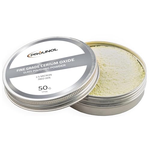 Prounol Cerium Oxide 50g – Ceroxid Feines Polierpulver Glaspolierer – TREO 99% - 2.5 Mikron