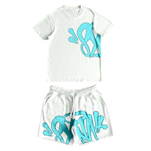 Generisch Damen Tracksuit Kurzarm Rundhalsausschnitt Einfarbig Zweiteiler Hausanzug Loungewear Outfit Jogger Trainingsanzug Set