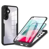 Rnrieyta Miagon 360 Grad Hülle für Samsung Galaxy A34 5G,Ganzkörper Schutzhülle mit Eingebauter Displayschutzfolie Full Body Silikon Case Durchsichtige Bumper,Schwarz