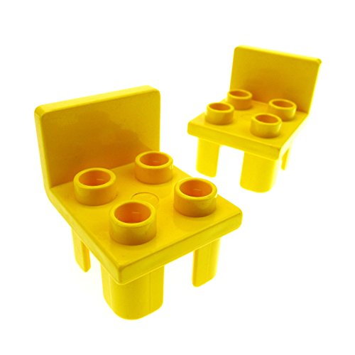 2 x Lego Duplo Stuhl gelb 4 Noppe Sitz Stühle Küche Wohnzimmer Schlafzimmer Puppenhaus Möbel 6478