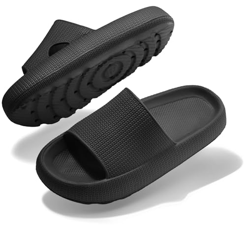 SCHLAPPY™ Original Badeschuhe für Damen&Herren, Badelatschen&Wolkenschuhe 100% Plastikfrei, Wasserfest&rutschfest (Schwarz, EU Schuhgrößensystem, Erwachsene, Numerisch (von/bis), M, 40, 41)