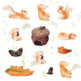 RTUHCSP 13pcs Mini Eichhörnchen Figur, Squirrel Cake Topper, Eichhörnchen Ornamente, DIY Tischdekoration, geeignet für Garten, Balkon, Hof, Kuchendekoration