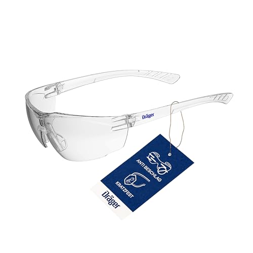 Dräger Schutzbrille X-pect 8320 | Leichte Sicherheitsbrille mit großem Sichtfeld | Für Baustelle, Werkstatt, Fahrrad-Fahren, Joggen | Klar, Kratzfest und beschlagfrei | 1 St.