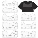 SamHeng 8 Stück T-Shirt Ausrichtungslineal, Transparent PVC T-Shirts Ausrichtlineale T-Shirt Zentrierwerkzeug DIY Anleitung Schablonen Lineal Messwerkzeug für Wärmepressübertragung Näharbeiten