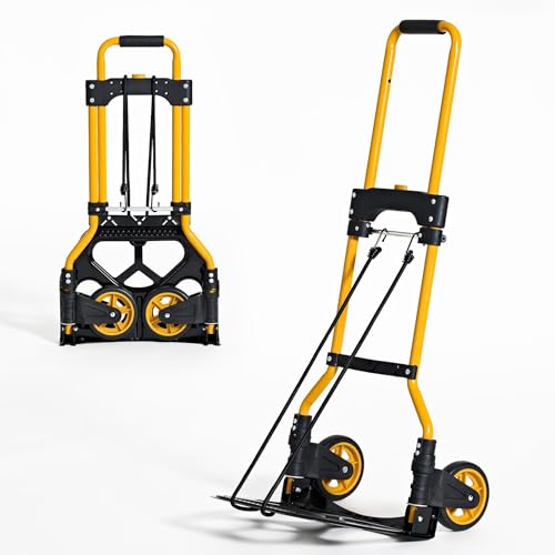sogesfurniture Aluminium Sackkarre Transportkarre klappbare Handkarre, mit kostenlosem Gummiband für Fixieren der Gegenstände, bis 60kg Tragkraft, Gelb