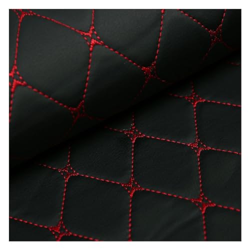 Kunstleder PVC Leder Polster Stoff Lederkonzept Kunstleder Polsterstoff Gesteppt Kaschiert Meterware Möbelstoff Dekostoff ,für Polsterarbeiten, Auto (Size : 1.4×1m) (Color : Black Diamond grid, Size