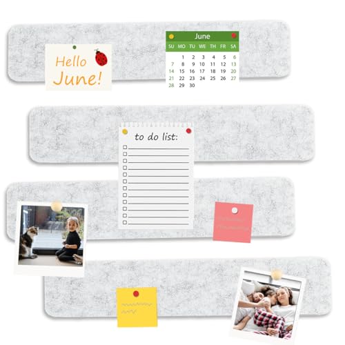 Okydoky Filz Pinnwand Selbstklebend, 6x30 cm, 4 Stück Pinnwand Bar Streifen Korkplatte, Korkbrett, Filz-Pinnwände für Home Office Klassenzimmer Wanddekoration(Gray-0630, 4pc).DE