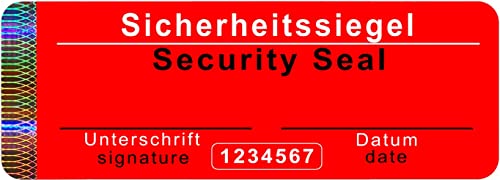 50 Stk - Sicherheits-Siegel mit Seriennummer - 70x25mm rot, beschreibbar - Sicherheitssiegel, Qualitätssiegel Garantiesiegel Sicherheitsetiketten selbstklebendes Etikett