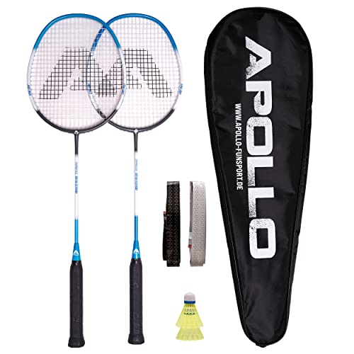 Apollo Badminton Set - Federballschläger Set für Training, Sport und Spaß mit der Familie, 2X Carbon Composite Badmintonschläger mit Tasche und Federbällen, leichte Badminton Schläger, Federballset