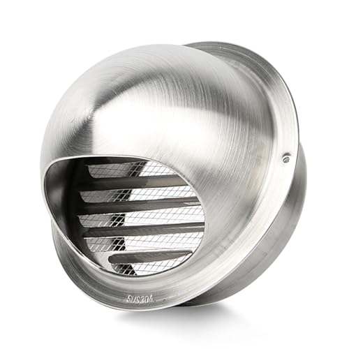 HZEPDVT Badezimmer-Lüftungsauslass-Windschutzscheibe, 304 verdickter Edelstahl, Küchenrauch-Frischluftauslass-Abdeckung, silberfarben, 1 Stück(50mm)