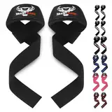 BEAST RAGE Zughilfen für Krafttraining (Fitness Straps) Kreuzheben Gurte Frauen Männer (Gepolstert) Gewichthebergurte Baumwolle Handgelenkstütze Griffe Hantel Bar (Lifting Straps)(Schwarz)