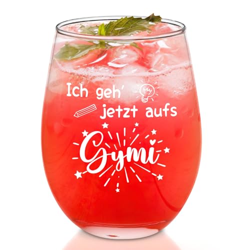 Joymaking Weinglas mit Spruch - Ich geh’ jetzt aufs Gymi, 5. Klasse Geschenk, Gymnasium 5 Klasse Geschenke, Weiterführende Schule Geschenk, Schulwechsel 5. Klasse Geschenk, Gymnasium Einschulung 17oz