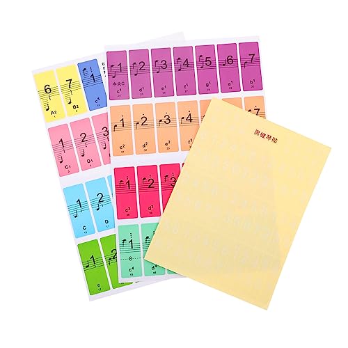 ibasenice 2 Stücke Klaviertastatur-Aufkleber Instrumente Musik Musical piano noten aufkleber piano sticker Klavieraufkleber für Anfänger Klaviereinführungsaufkleber Papier Colorful