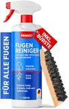 PRINOX® Fugenreiniger 580 ml inkl. Reinigungsbürste - Fugen und Fliesenreiniger Spray zum Entfernen von hartnäckigen Verschmutzungen, Kalk oder Seifenresten im Bad