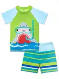 Baby Kleinkind Jungen Badeanzug Set 2 Teilig UPF 50+ Baby Badeanzug für Jungen Rash Guards Kurzärmelig Badeanzug für 6-12 2T 3T 4T 5T