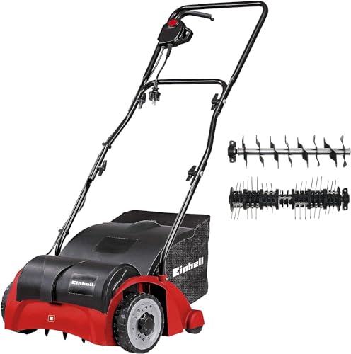 Einhell Elektro-Vertikutierer-Lüfter GC-SA 1231 (1200W, 31cm Arbeitsbreite, klappbarer Holm, 28 L Fangkorb, inkl. Lüfterwalze), Rot